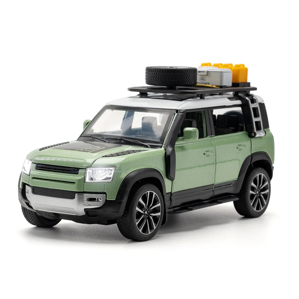 1:32 Land Rover Defender Alloy Diecast Model samochodu Zabawka w skali Pojazd terenowy z dźwiękiem Światło Wycofać Prezent dla dziecka