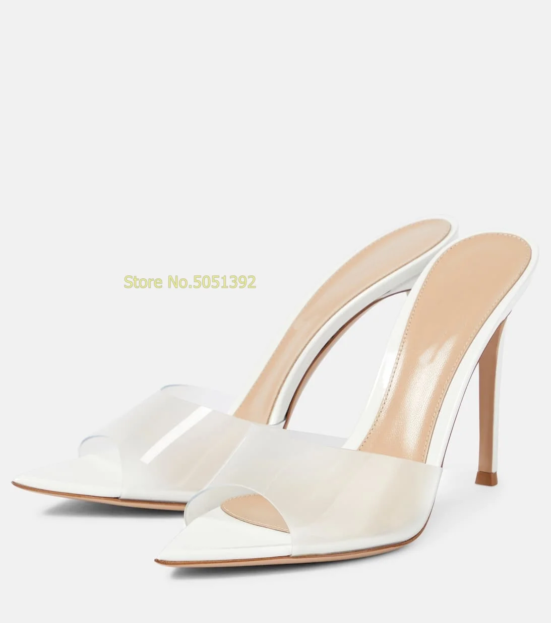 Transparent PVC Sexy Pointed Toe Slippers Stiletto Thin High Heel Shallow Slip On Solid Summer Dress Slides High Heel Shoes