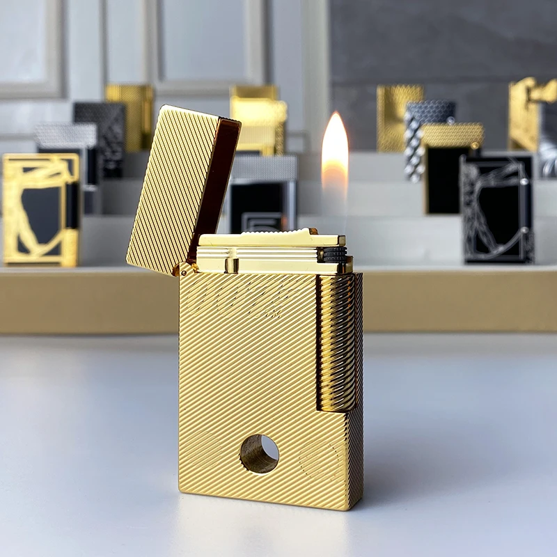 

Новая винтажная зажигалка яркого звука, латунный корпус, ветрозащитная газовая зажигалка для мужчин, подарок для сигарет