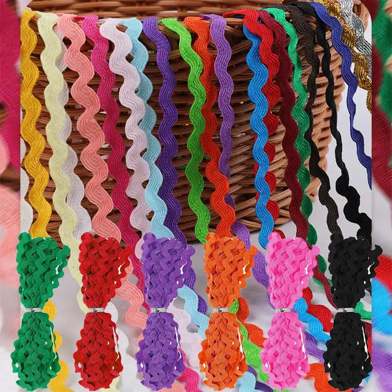 Image of 25 Meter Buntes 5mm Wellenförmiges Fransenband, Welliges Zickzack-Band, Dekorationsband für Kleidung, Nähen und DIY-Projekte