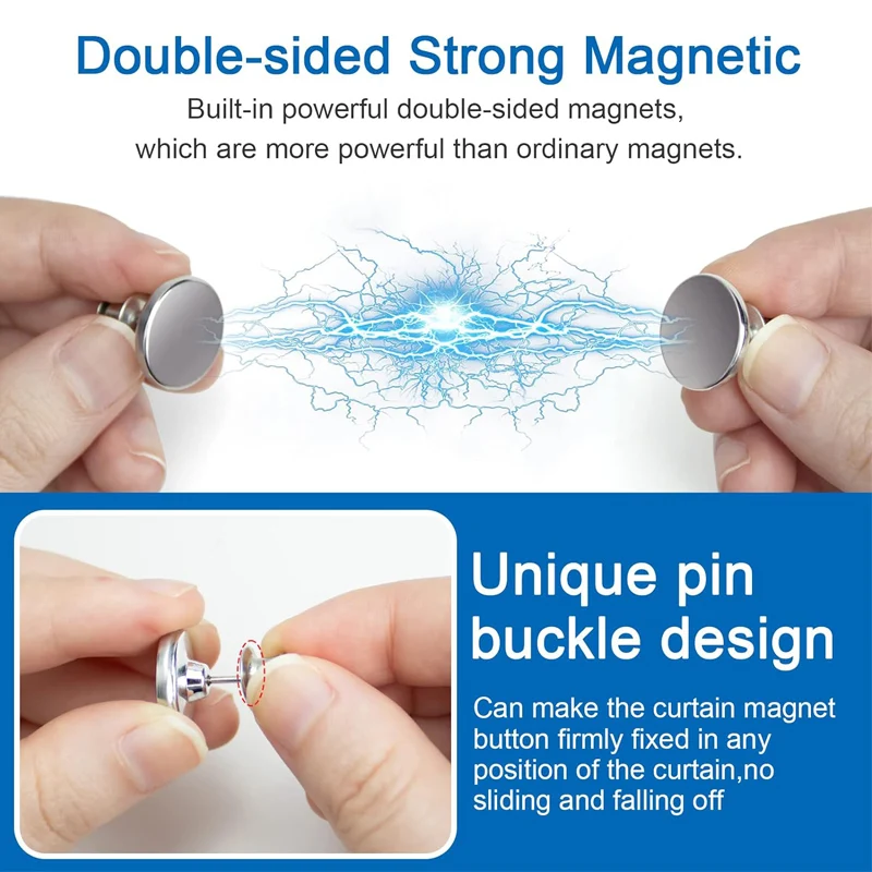 Magnetic Curtain Buckle Nail Free Detachable Window Decor Curtains Prevent Light Close Button tablecloths Curtain Magnet Clips