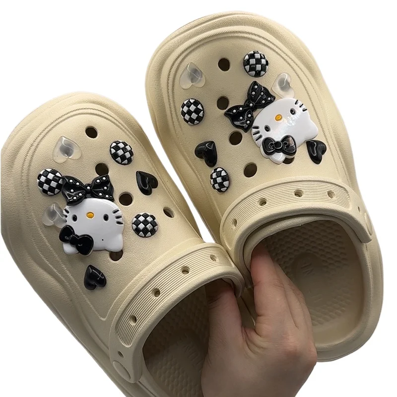 Zapatos de gato de dibujos animados en 3D, zuecos, sandalias, decoraciones de zapatos de jardín, juego de dijes, accesorios, regalos para niños