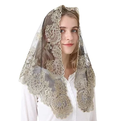 Mantilla de encaje triangular tradicional española para mujer, velo católico de iglesia cristiana