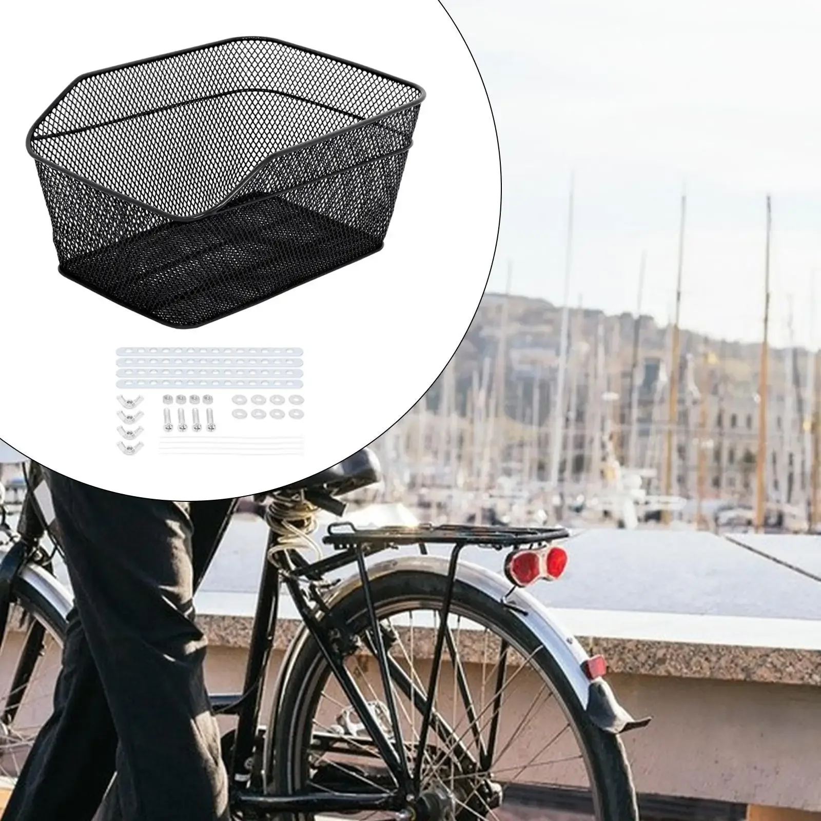 

Bike Rear Basket, Mountain Bike Storage Basket, Detachable Metal Bicycle Basket,