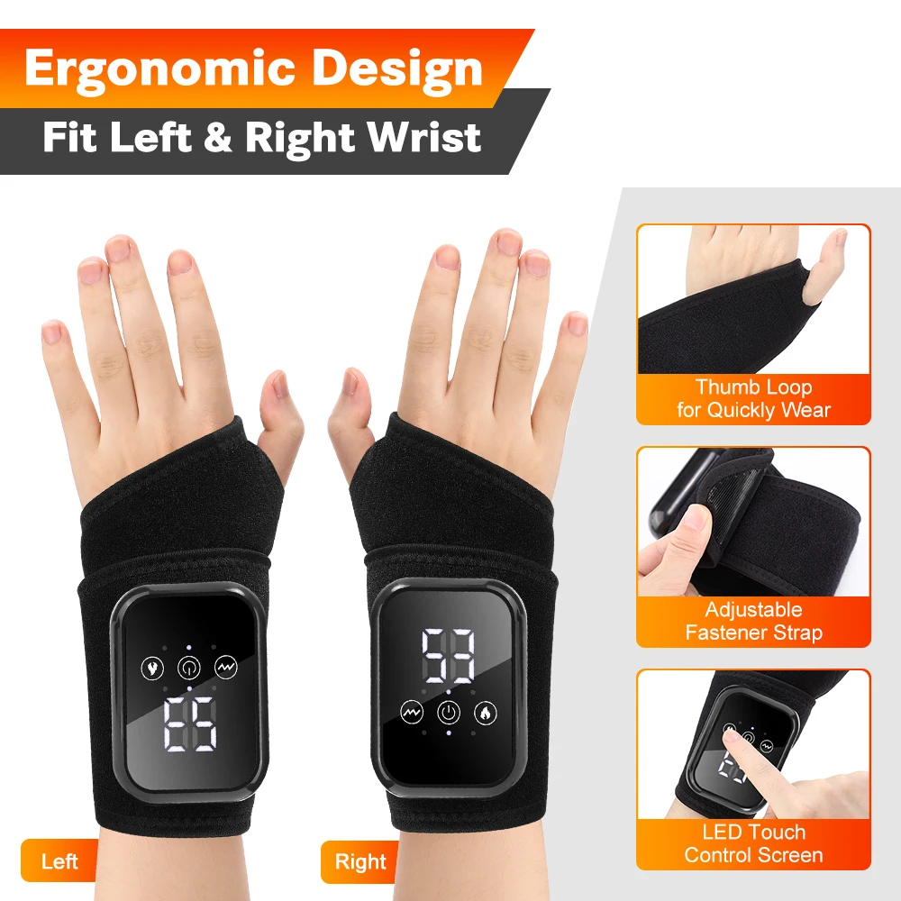 

Vibration Hand Wrist Massager Adjustable Hot Compress Massage Relief Wrist Pain Tendonitis Guard Band Carpal Hand Protect Tool