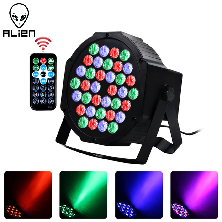 ALIEN 36 LED RGBW DMX 512 Stage Flat Par Lighting Effect DJ Disco Party Holiday Christmas Bar Club Wedding Birthday Show Lights