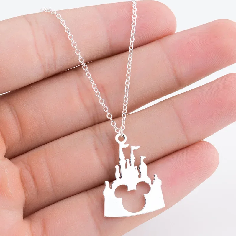 Disney Mickey Necklace Pendant Anime Castle Mickey Head Pendant Necklace Cartoon Jewelry for Women Necklaces Fashion Accessories