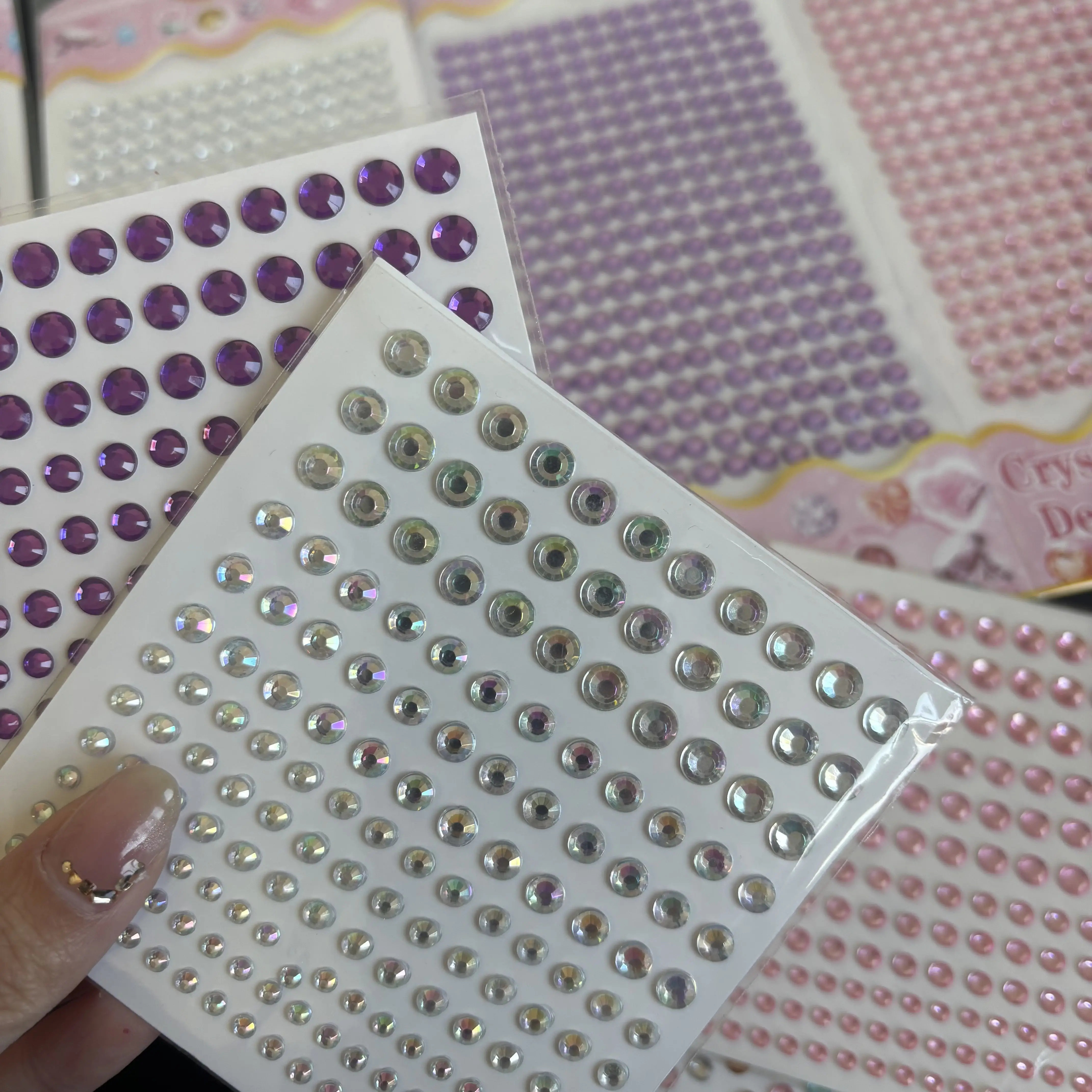 8 Round Diamond Stickers, Shiny Gemstones, Multi-Color Optional, Chain Stickers, Round Sparkling Crystal Stickers