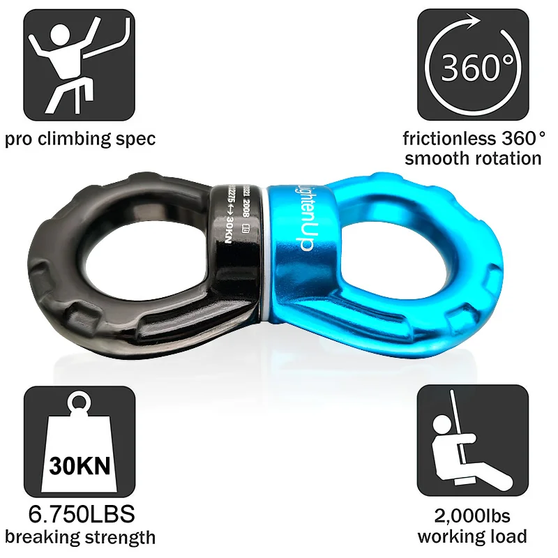 30KN Outdoor Climbing Carabiner 8-Shaped Connecting Rotating Ring Rope Swivel Universal wheel fixed Climbing  Accessories Yoga view 4
