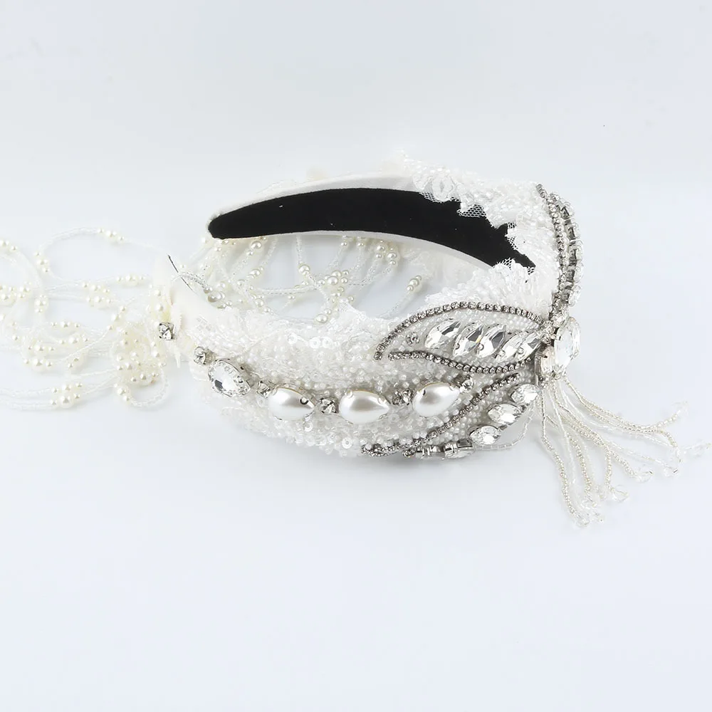 New fashion style rice bead diamond fringed headband butterfly personality versatile bridal hair accessories headgear