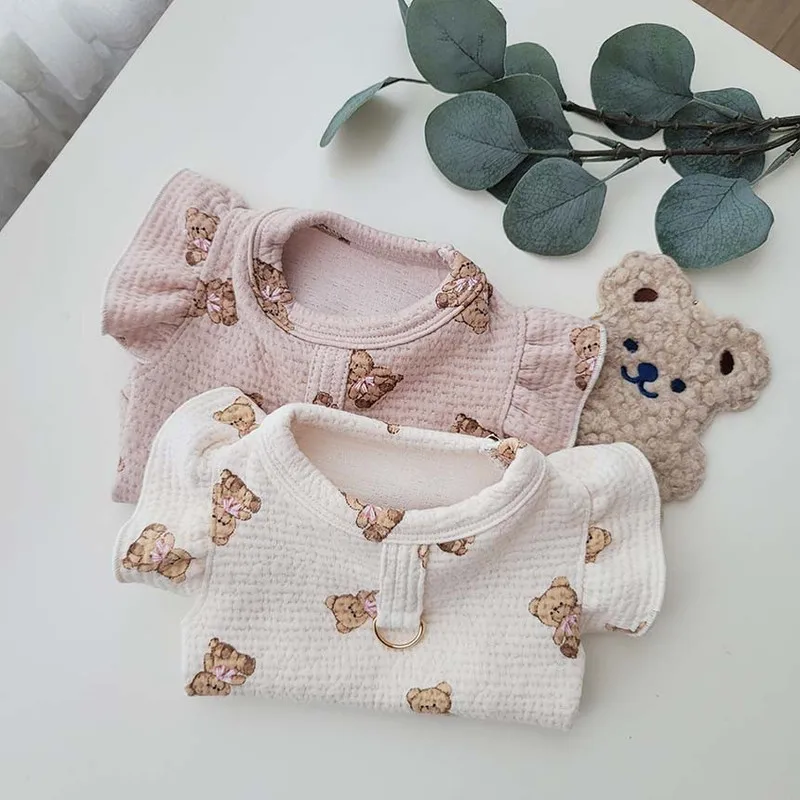 Dog Clothes Bear Lace Clothes Dog Traction T-shirt Drawable Rope Cat Teddy Bear Small and Medium-sized Dog Thin Summer Clothes