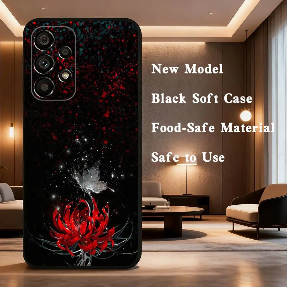 red spider lily Phone Case For Samsung Galaxy A73,31,32,72,41,53,52,71,22,5G,Note,J7,8,9 Soft Black Cover