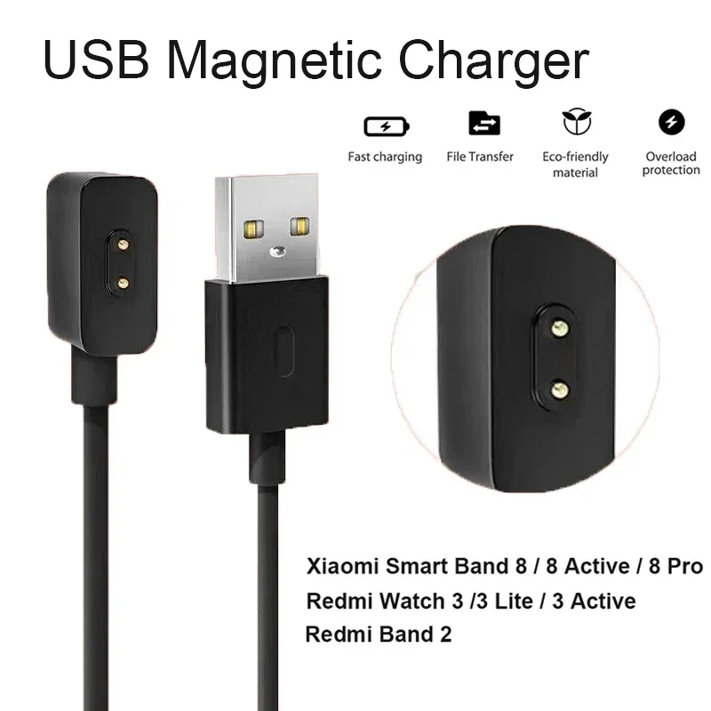 Fast Charging Cable For Redmi Watch 6 5 4 /3 Lite/Active/youth/ Band 2 Charger Wire For Xiaomi Mi Band 10 9 8 Pro /8 Active