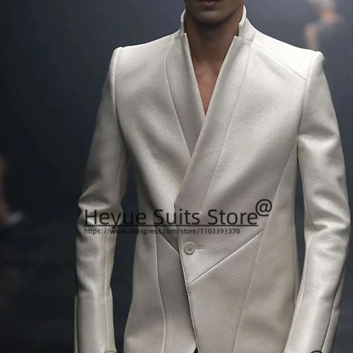 

Fashion Stand Collar Wedding Men Suits Custom Slim Fit Groom Tuxedos Prom 2Pieces Sets High Qublity Male Blazer Trajes De Hombre