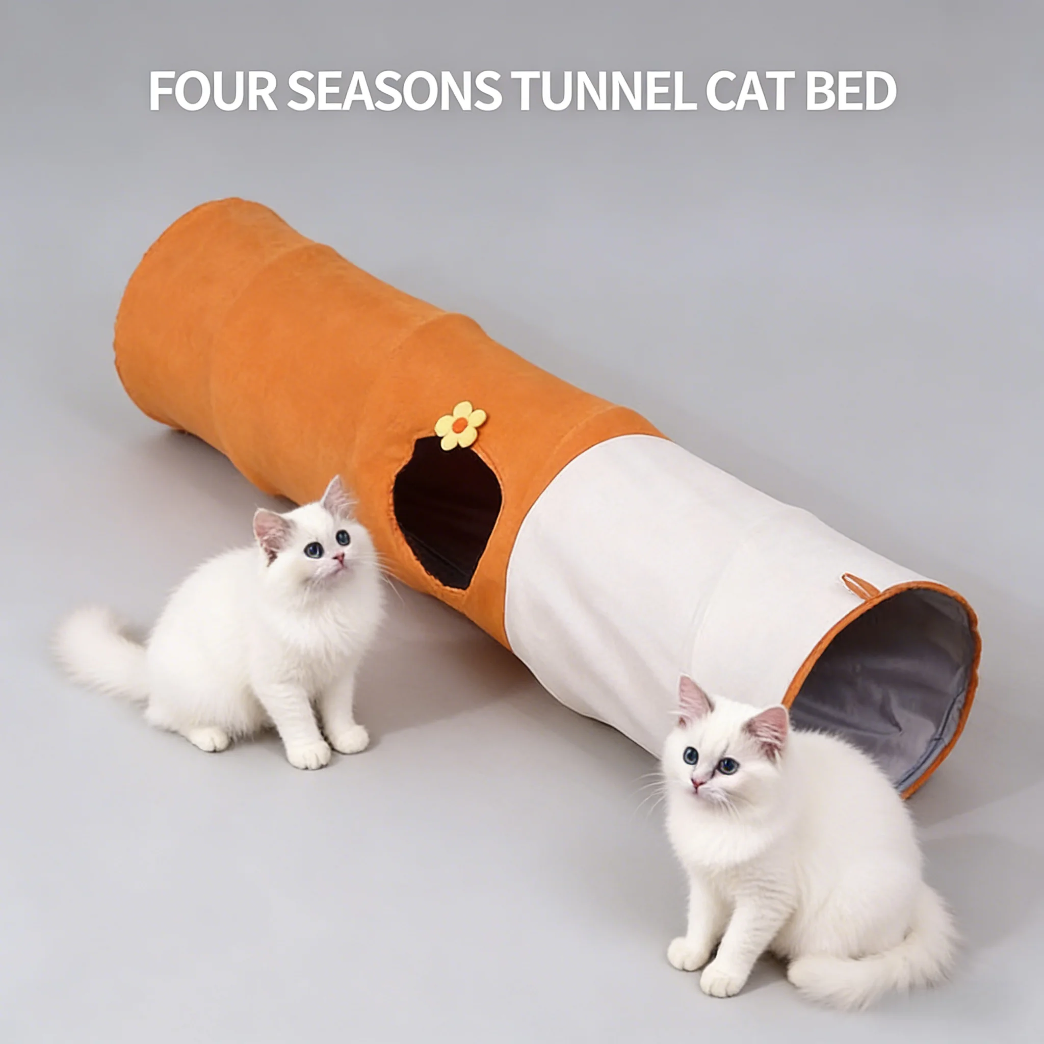 

Collapsible Cat Tunnel Suede Fabric Puppy Rabbit Play Chase Hide Tunnel Tube Indoor for Game Exercising Hiding Training Pet Toys