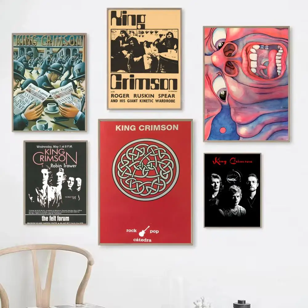 Band King Crimson Vintage Poster HD Art Sticky Wall Wasserdichte ästhetische Dekoration für Zuhause, Wohnzimmer, Schlafzimmer