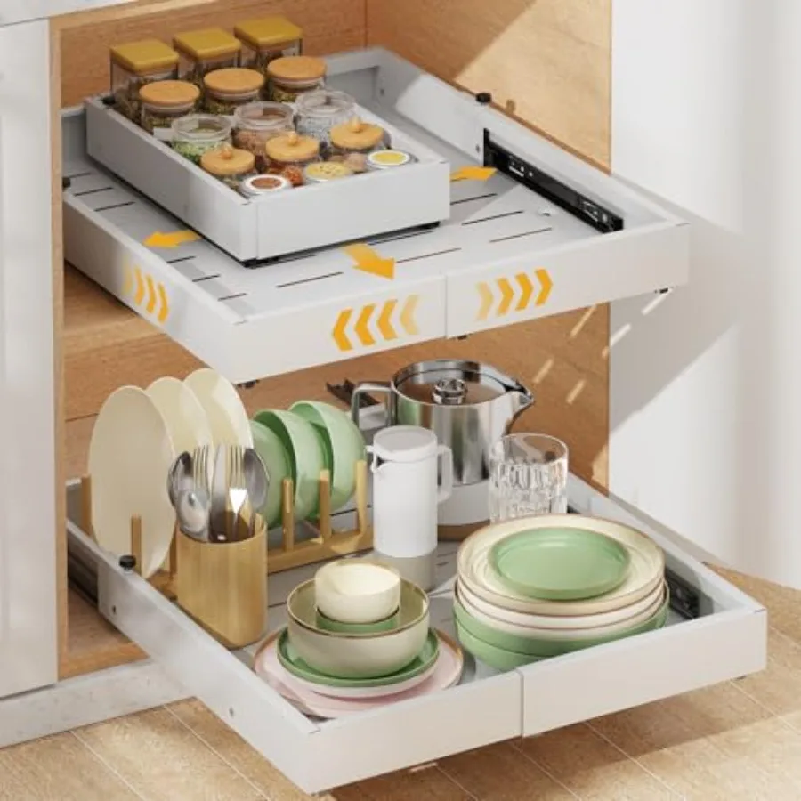 

Выдвижной органайзер для шкафа: регулируемая ширина 12-20 дюймов, глубина 16-22 дюйма, улучшенные клейкие выдвижные ящики с 3 направляющими