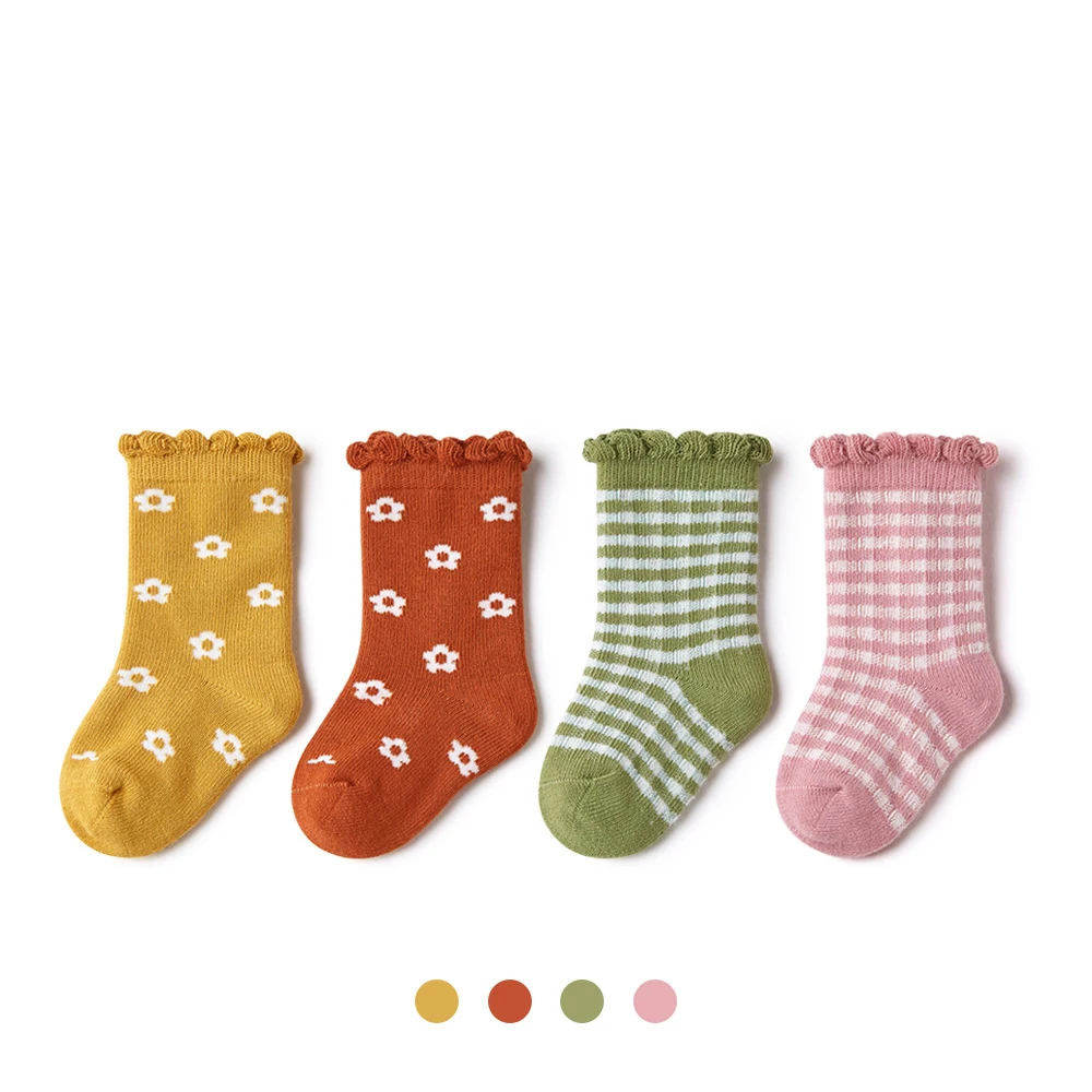 2022 Spring Baby Socks 4 Pairs Pack 0-9 Years Old Baby Socks Children\'s Socks Cute Newborn Socks