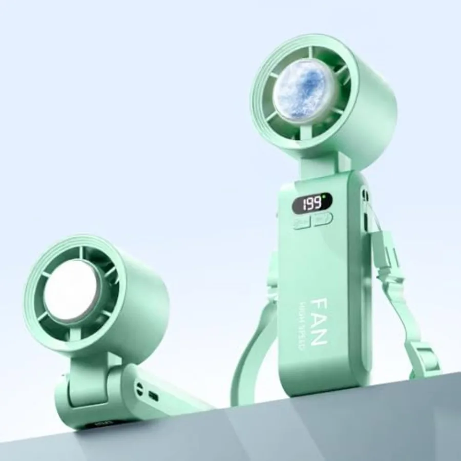 

Портативный ручной турбовентилятор с функцией охлаждения льдом, скорость -99, 5500 мАч*, перезаряжаемый персональный вентилятор [20 часов работы], миниатюрный, но мощный