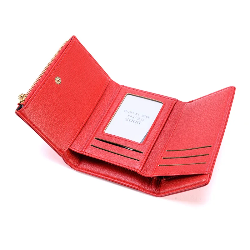 2024 new women\'s simple versatile short wallet Japanese and Korean cute card holder snap button simple 30% off multi-card sl