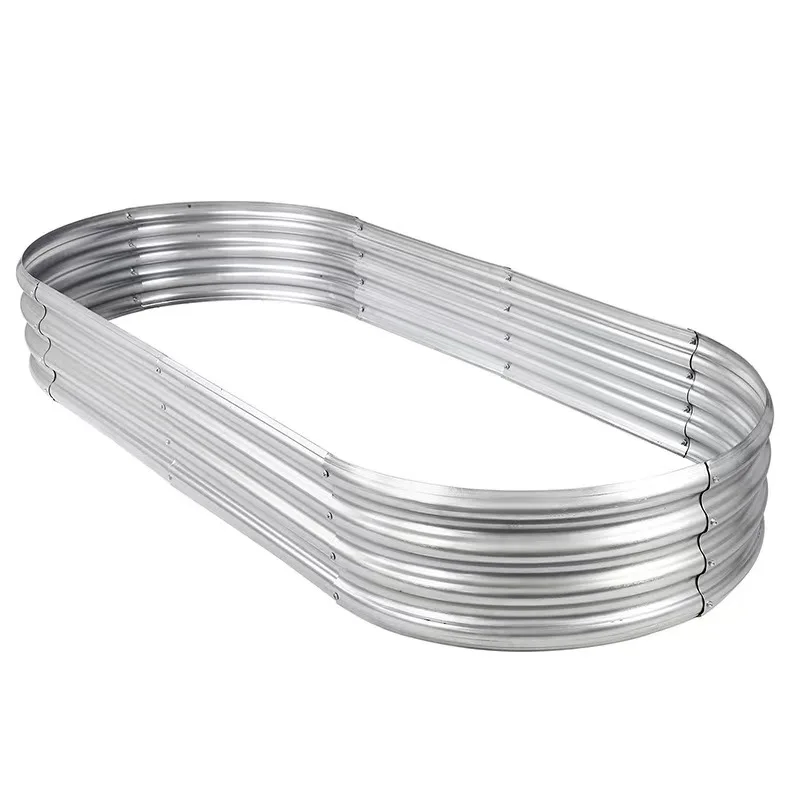 [Galvanized Raised Garden Bed] 1-Pack Land Guard Galvanized Raised Garden Bed Kit - Oval Large Metal Planter Garden Boxes for