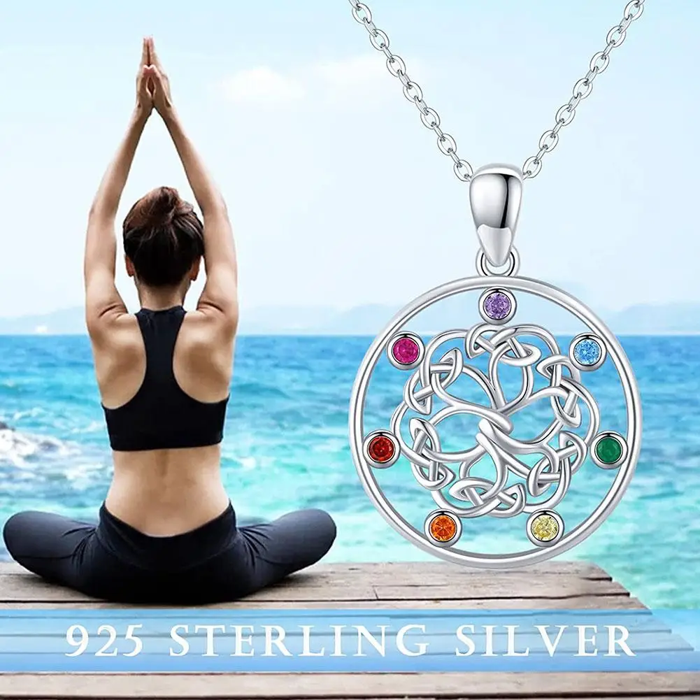 NEW High-end Flower Of Life 7 CHAKRA Crystal Symbol Inspirational Jewelry Multi Religious Buddhist Color Pendant Necklace E3F6