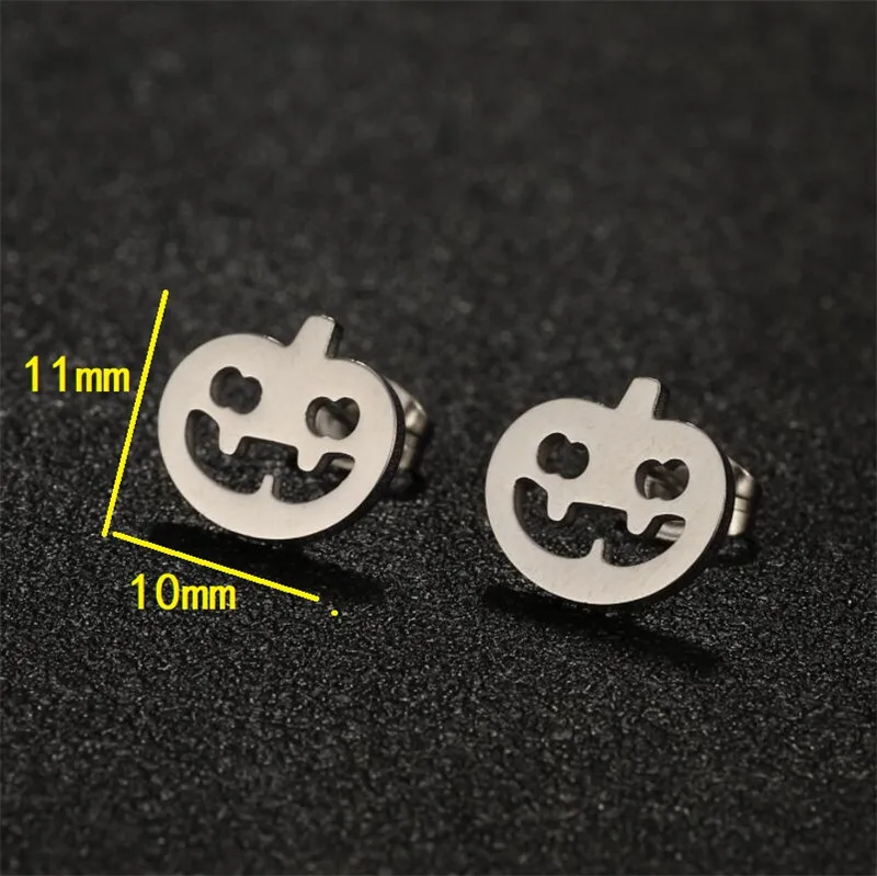 Punk Pirate Skull Earrings for Women HipHop Black Ghost Skeleton Bat Stainless Steel Stud Earring Girl Hallowmas Ear JewelryGift