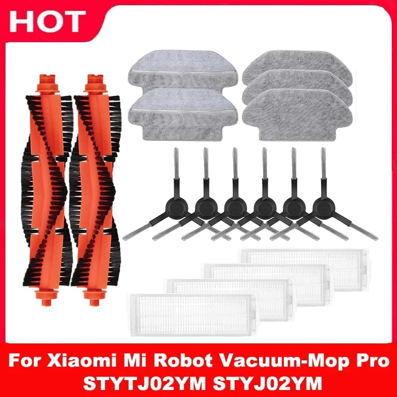 Für xiaomi mi roboter vakuum mop 2s/mop p/mop pro/xmstjqr2s/stytj02ym ersatzteile hauptseiten bürste hepa filter mopp