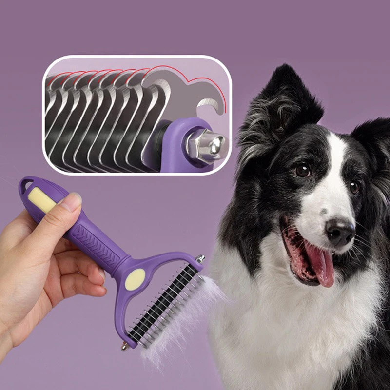 Cepillo de aseo de 2 lados para perros, accesorios para el cuidado del cabello de gatos, juego de cortaúñas, removedor de pelo de mascotas, peine de nudo de piel, perros grandes, animales