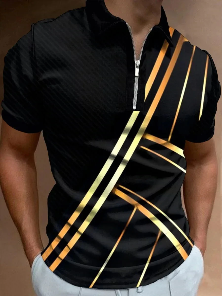 Men\'s Striped Polo Shirt Summer Designer Golf Tennis Fashion Casual Streetwear Letter K 3D Printed Tshirts