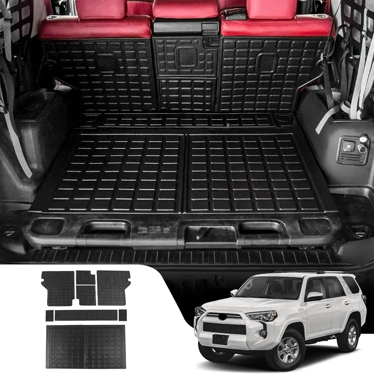 Cargo Mat for 2010-2024 Vehicles, TPE Material, All-Weather Protection, Fit with Sliding Tray, Trunk and Backrest Included