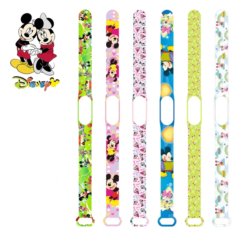 Disney Mickey Watch Strap for Xiaomi Mi Band 7 6 5 4 3 Wristband Silicone Bracelet Wrist MiBand 4 5 6 Smartwatch Accessories