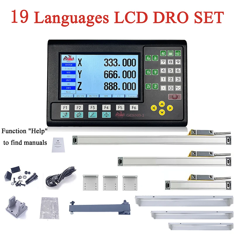 Multilingual HXX 2 Axis Digital Readout /3 Axis LCD DRO SET & Linear Glass Scale Encoder Grating Ruler for Turning Milling Lathe