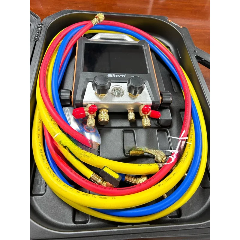 Elitech-00 HVAC Digital Manifold 4-Way Conditioning Fitting with Gauge Transmitter