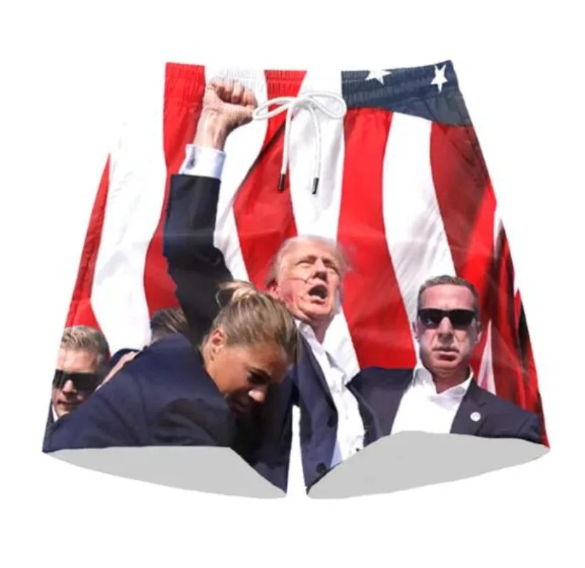 Latest American flag Donald Trump shot and raised fist Picture Trump Voter Casual Shorts July 13, 2024