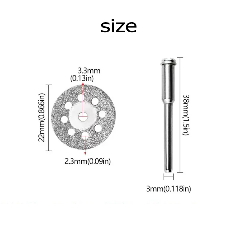 10개+2개 22mm HSS 절단 디스크 원형 톱날 금속 절단 연마 도구 드레멜 로터리 도구용 절단날