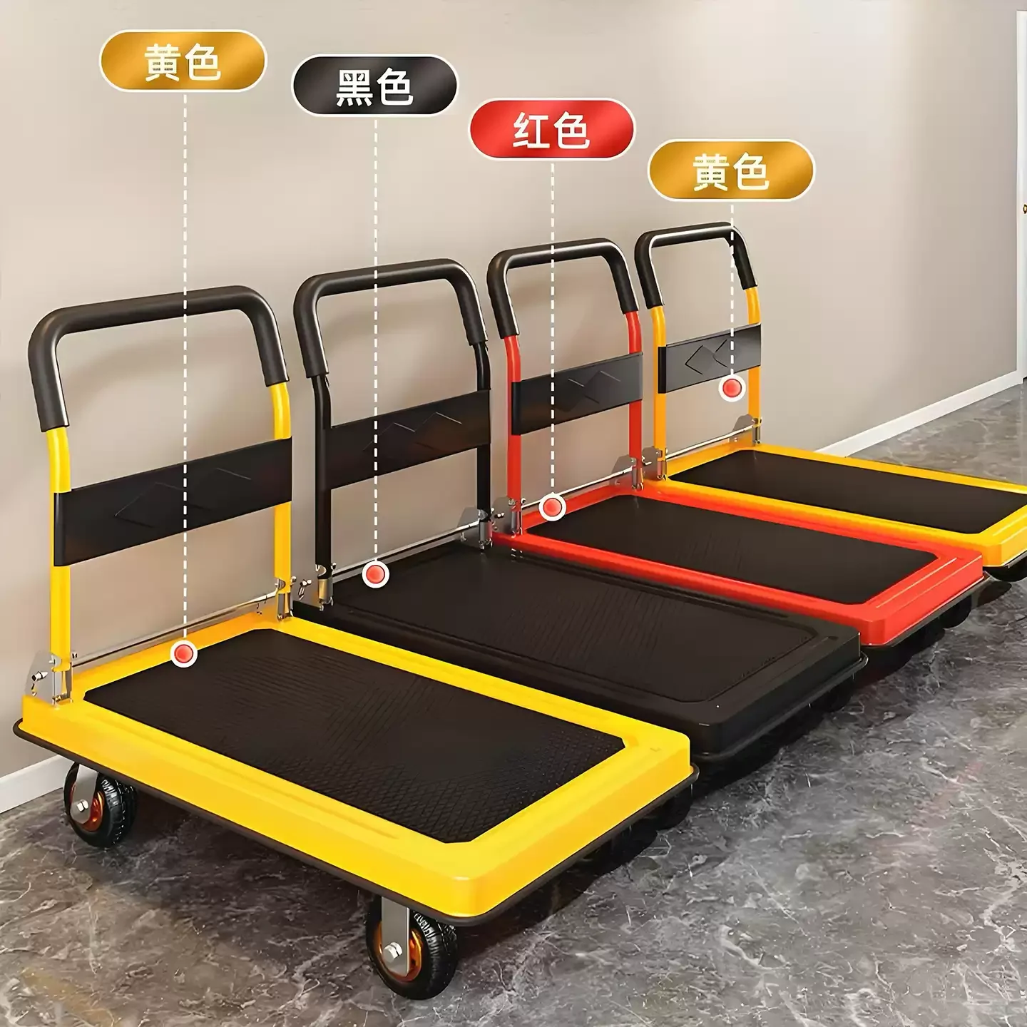 For Loading and Storage Trolley Platform 150KG 200KG 300kg Foldable Flat Steel Platform Trolley