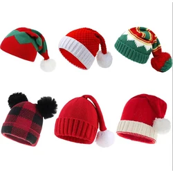 Parent-Child Christmas Hat Winter Warm Infant Bonnet Big Pompom Mother Kids Knit Beanie Cap Girls Boy Xmas Gift Baby Accessories