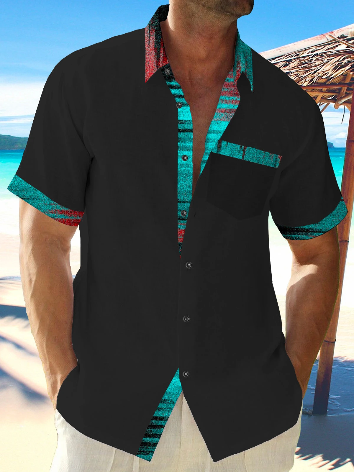 Retro Hawaiian Men's Shirt Coconut Tree Print Short Sleeve Top Fashionable Casual Shirt Beach Short Sleeve Button Outdoors Shirt