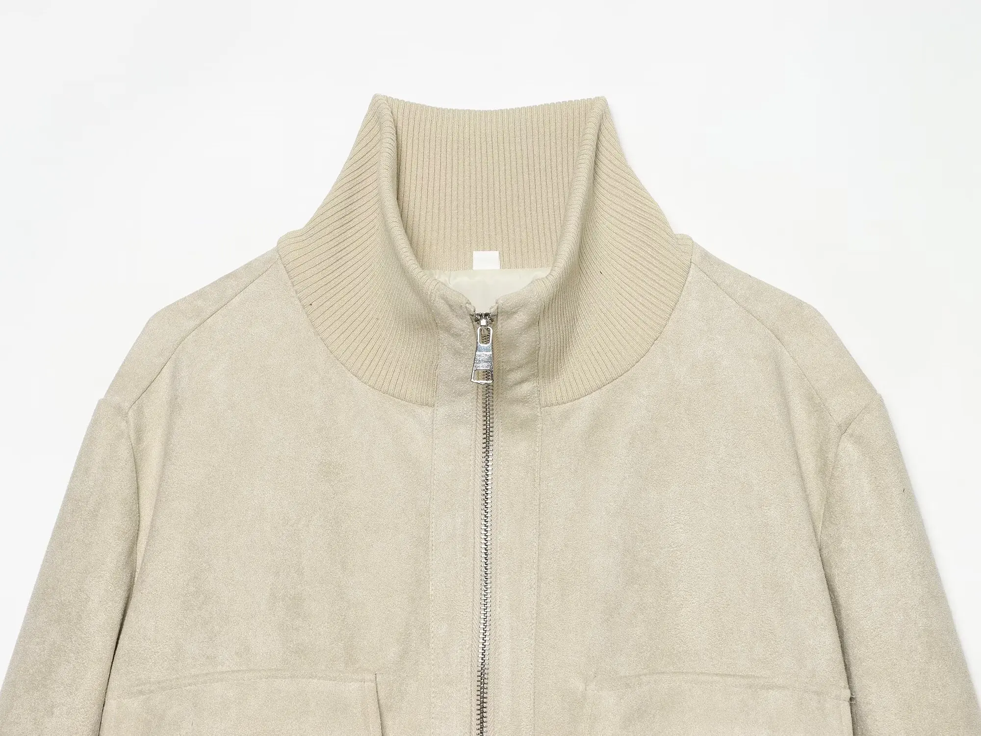 Damen Herbst Winter Casual Kunstwildleder-Jacke Street-Style Gerippter Stehkragen Warme Kurze Jacke Neu 2026 Trendige Retro Reißverschluss-Jacke – Detail 5