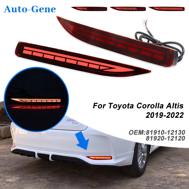 LED Rear Bumper Reflector Brake Tail Lights W/Sequential Turn Signal lights Rear Fog Lighting For Toyota Corolla Altis 2019-2022
