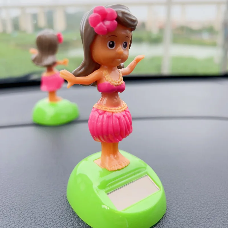 Novo havaí solar feriado menina brinquedos engraçado balanço dança grama saia menina brinquedo solar escritório desktop decoração do carro ornamentos