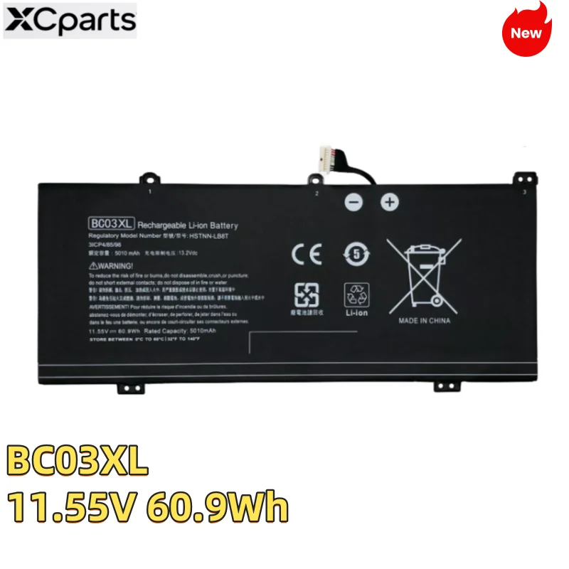 New 11.55V 60.9Wh Laptop Battery BC03XL for HP ChromeBook C640 X360 14C-CA HSTNN-LB8T L84182-421 HSTNN-IB9K L84182-1C1 6Cell