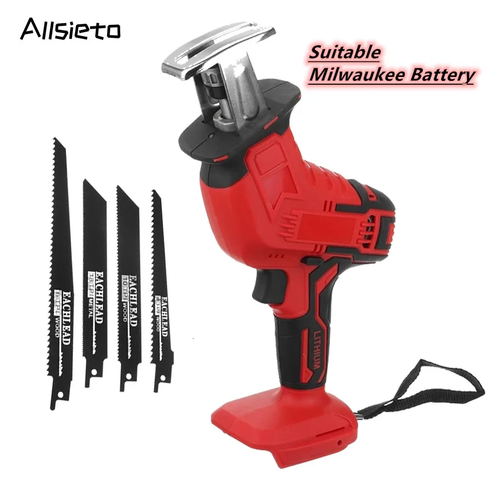 Electric Reciprocating Saw Cordless Rechargeable Multifunction Saw Metal Pipe Wood Cutting Power Tools For Milwaukee 18V Battery