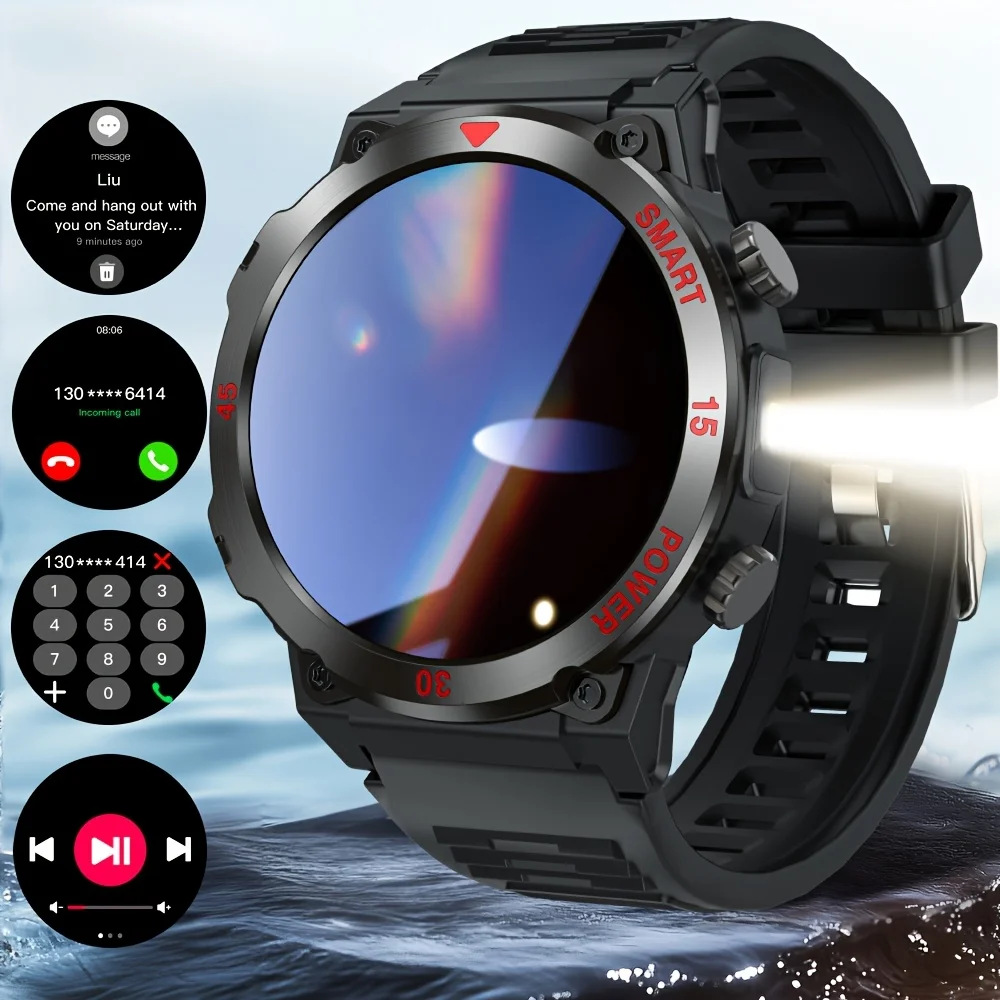 

New Smart Watch 1.52 inch HD Display Bluetooth Call LED Flashlight Multiple Sports ModesPedometer Men's Sports Smartwatch
