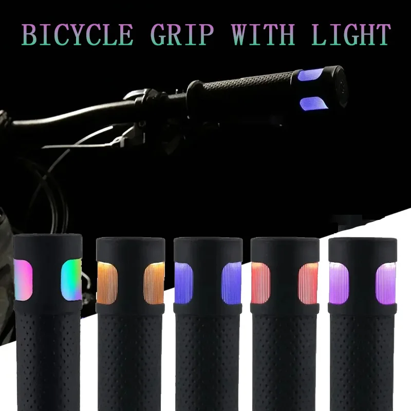 Silicone Bike Grip with 5 Modes LED Light Road Bicycle Handlebar Cover Scooter Electric Bike MTB Mountain Bike Handle Grips