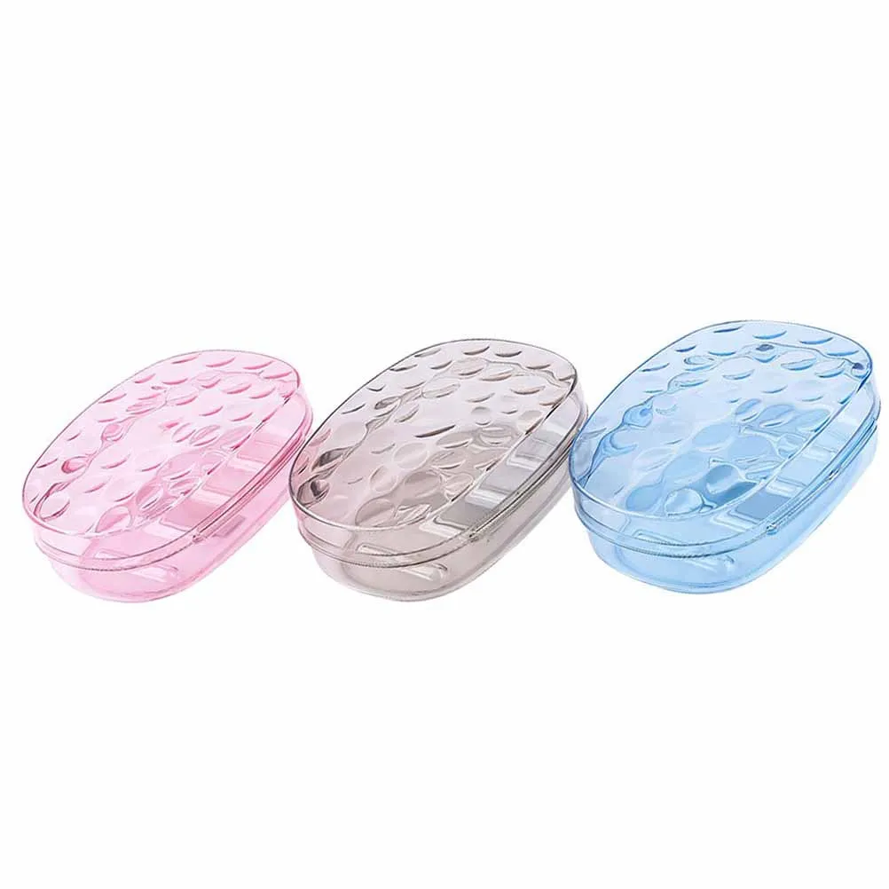 3 قطعة صندوق شفاف للصابون البار مع دش الصرف تخزين الحمام حاوية حامل صحن الصابون غير قابلة للانزلاق