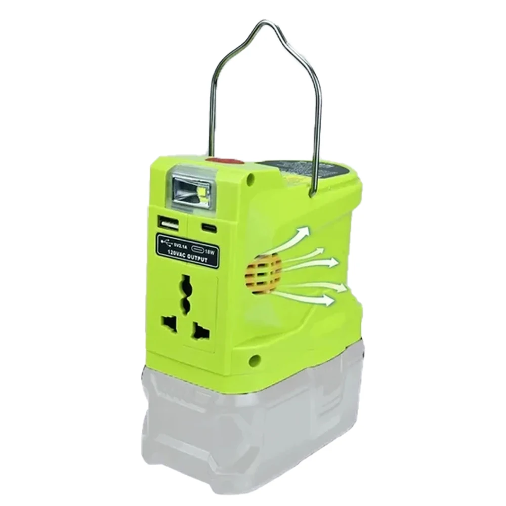 

220V 280lm Battery Inverter for Ryobi 18V Battery Power Tool with USB Port Type-c Led Work Light Hook