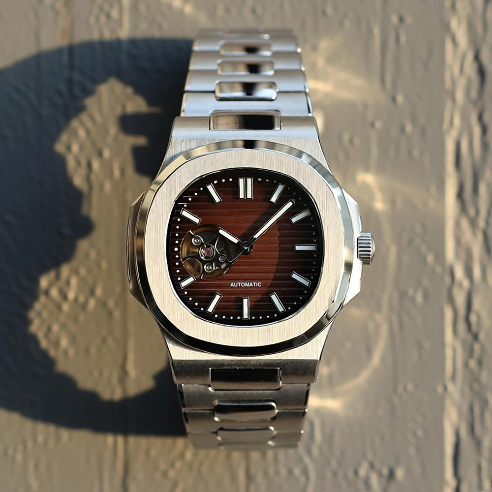 NH38 Man's Watch Customize logo Dial Hollowed out Dial Mechanical Watch Waterproof Watch Fit NH38 movement Watch