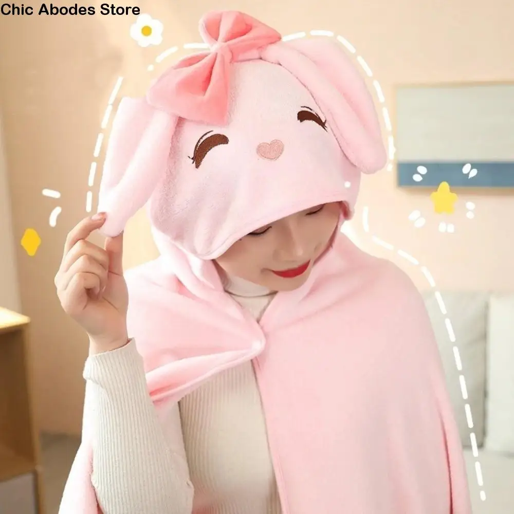 

Милое теплое одеяло для сна с капюшоном, мягкая шаль с героями мультфильмов, уютное складное одеяло с кондиционером, офисное одеяло для сна